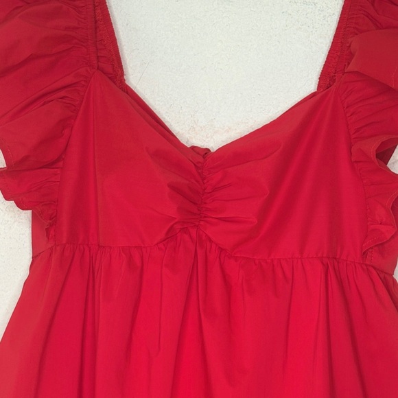 New Main Strip Red Bubble Hem Mini Dress L Bow Cut-out Back Coquette Y2K Fairy - Picture 5 of 13